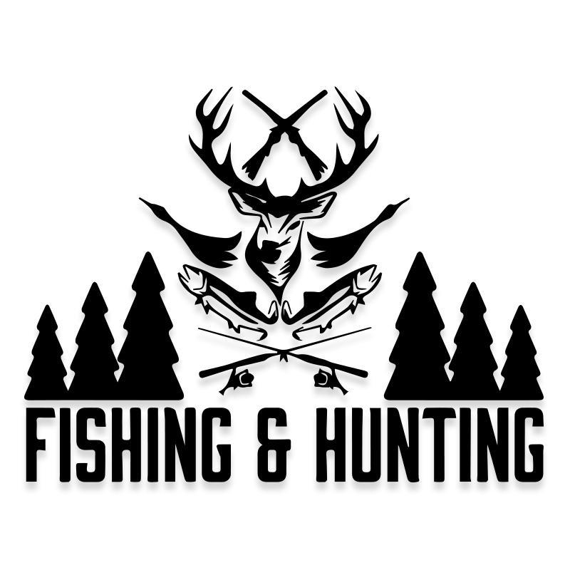 Fishing and Hunting Deer Decal Sticker