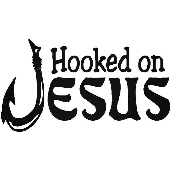 Hooked On Jesus Christian Car Decal Sticker