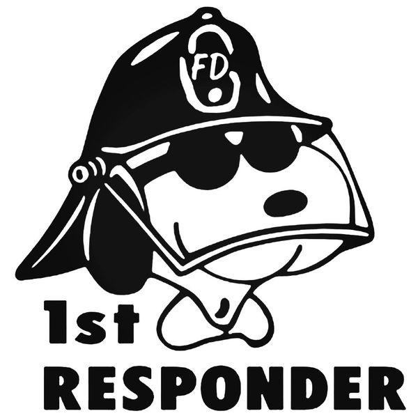 1St Responder Snoopy Firefighter Decal Sticker