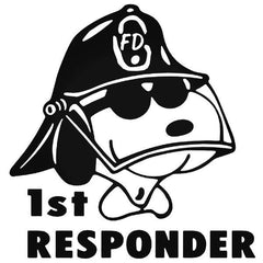 1St Responder Snoopy Firefighter Decal Sticker