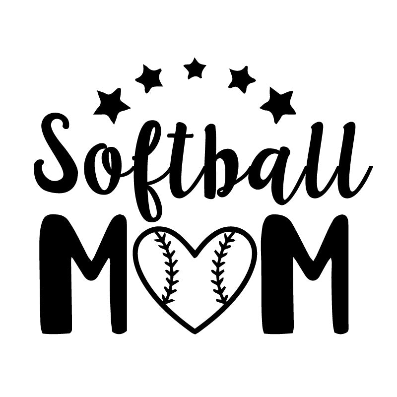 Softball Mom Heart Baseball Decal Sticker