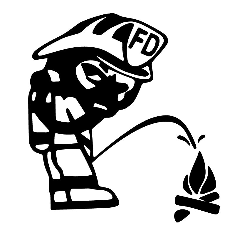 Fireman Fire Department Calvin Peeing Decal Sticker