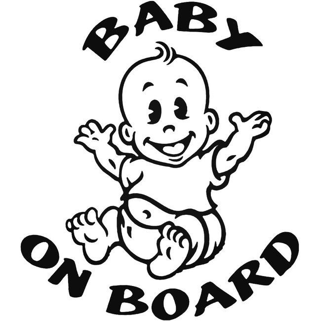 Baby On Board White Vinyl Decal Sticker