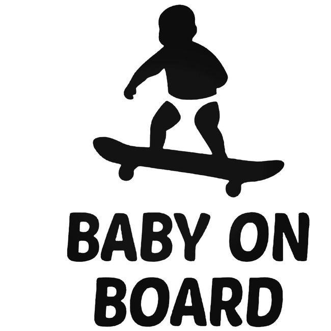 Baby On Board A Child On A Skateboard Decal Sticker