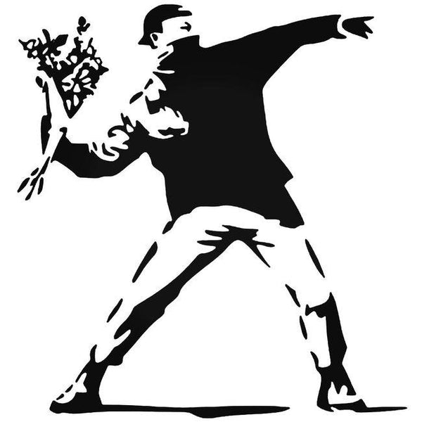 Banksys Rage The Flower Thrower Symbolic Decal Sticker – Decalfly