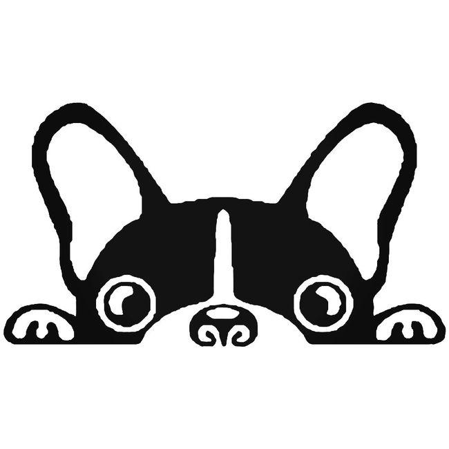 Boston Terrier Dog Peeking Decal Sticker