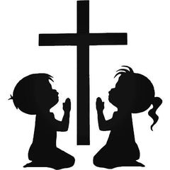 Boy Girl Praying Decal Sticker
