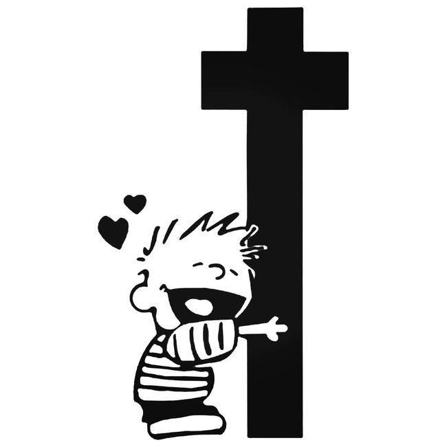 Boy Loves Cross Decal Sticker