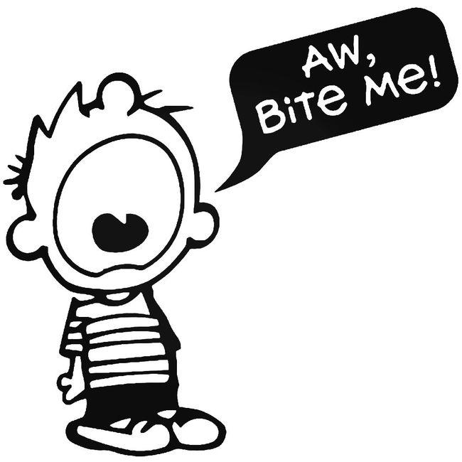 Calvin Bite Me Decal Sticker