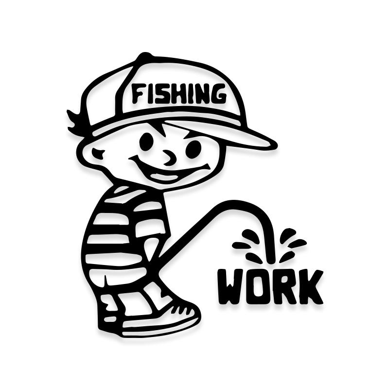 Calvin Fishing Pissing Peeing Truck Decal Sticker