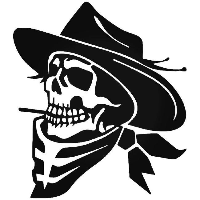 Cowboy Skull Smoking Decal Sticker