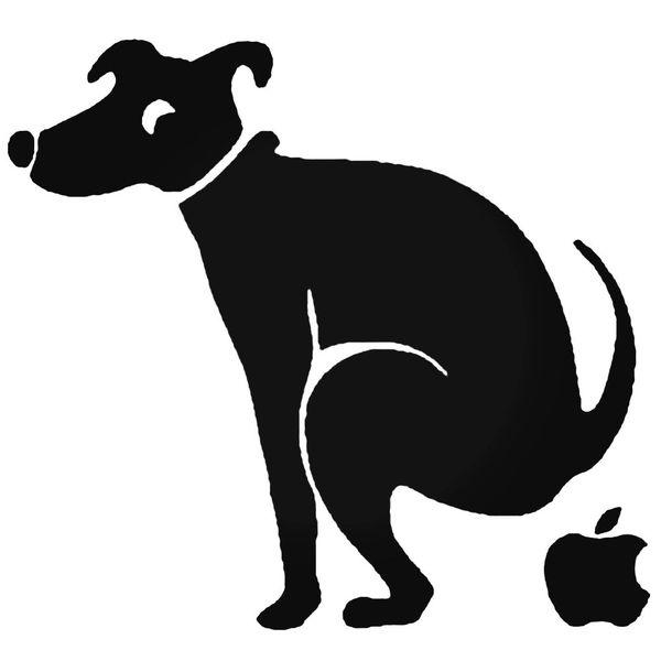 Dog Pooping On Apple Decal Sticker