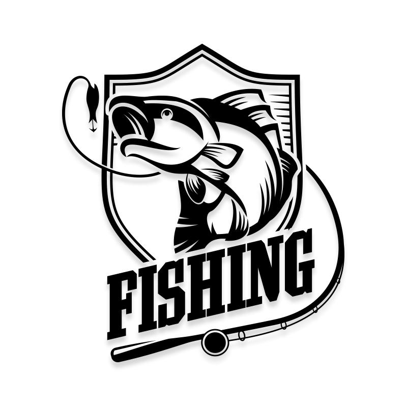 Fish Hook Vinyl Fishing Car Window Decal Sticker White