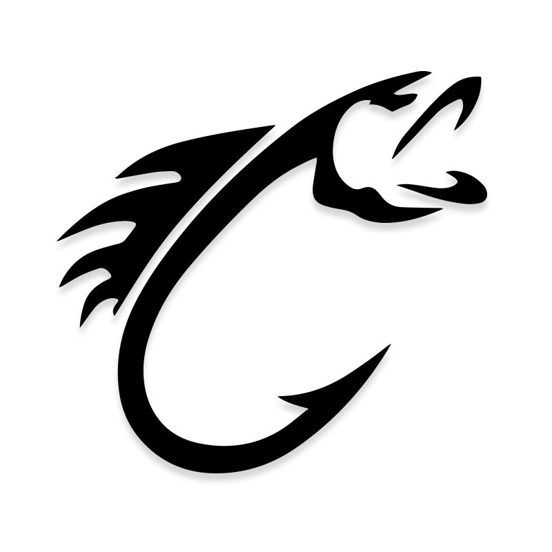 Fishing Hook and Fish Decal Sticker – Decalfly