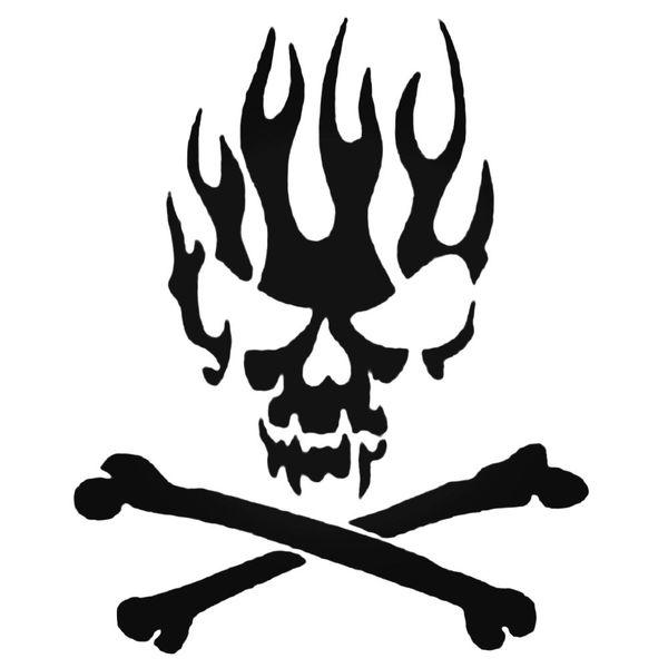 Flaming Skull And Crossbones Decal Sticker