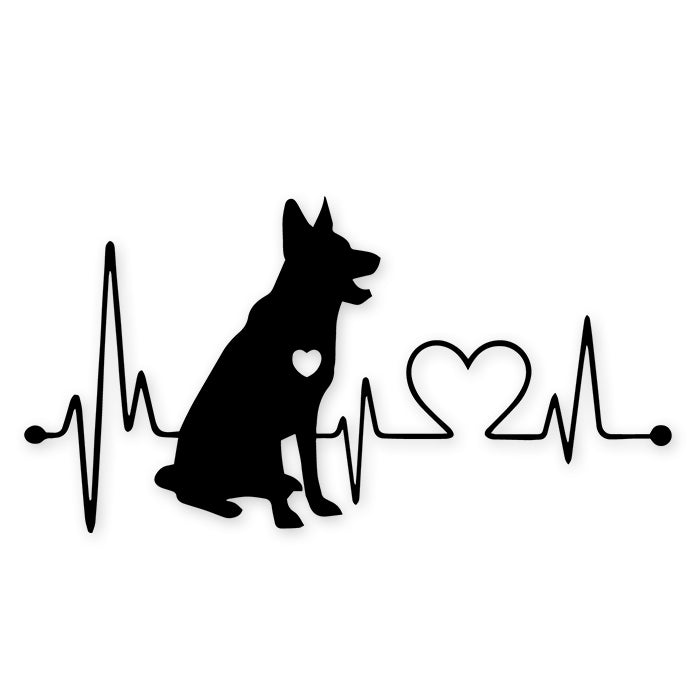 German Shepherd Heartbeat Heart Lifeline Car Decal Sticker