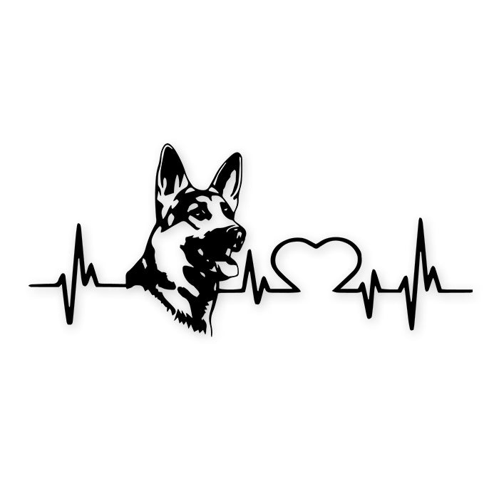 German Shepherd Heartbeat Dog Heart Car Decal Sticker