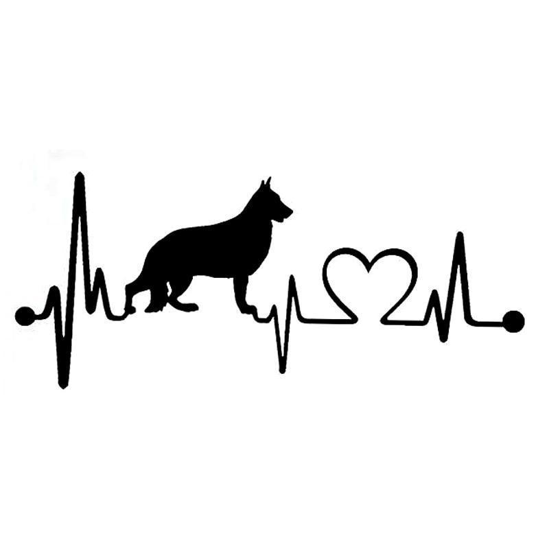 German Shepherd Lifeline Heart Beat Decal Sticker