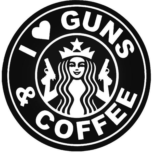 I Love Guns Coffee Decal Sticker