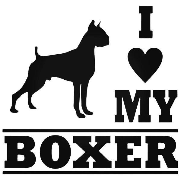 I Love My Boxer Dog Decal Sticker