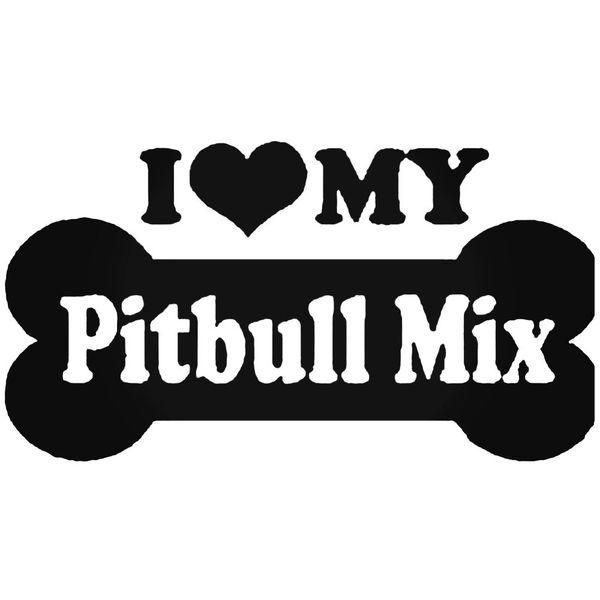 I Love My Pitbull Mix Decal Sticker