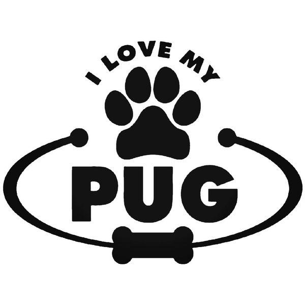 Love My Pug Decal Sticker