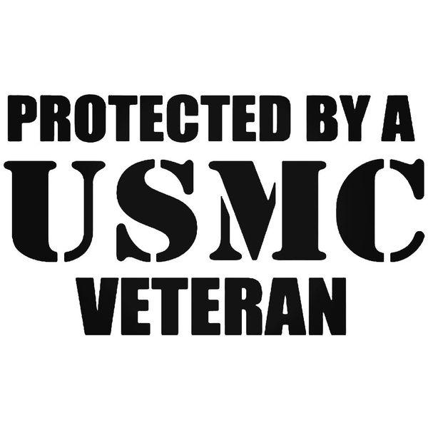 Protected By Usmc Veteran Decal Sticker