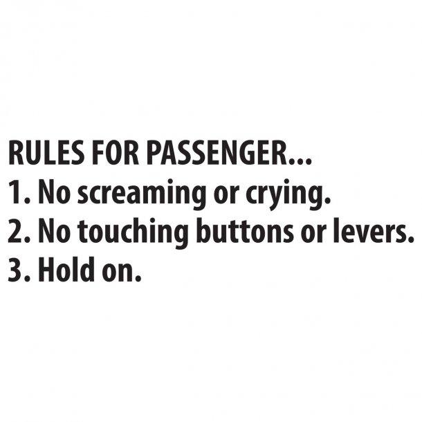 Rules For Passenger Decal Sticker