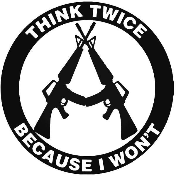 Think Twice Gun Decal Sticker