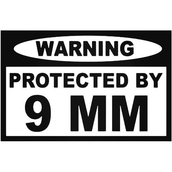 Warning 9Mm Guns Decal Sticker